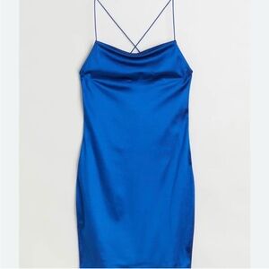 H&M Elegant Blue Satin Dress